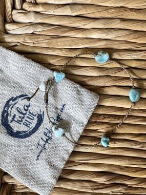 10" Tula Blue Larimar Everyday Anklet 5 Nugget Stones
